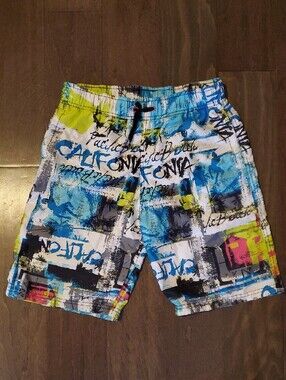 Kid's Multicolor Swim Shorts with California Surf Graphic Print